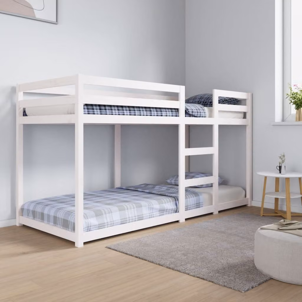 The Living Store Letto a castello bianco 80x200 cm in legno di pino massiccio
