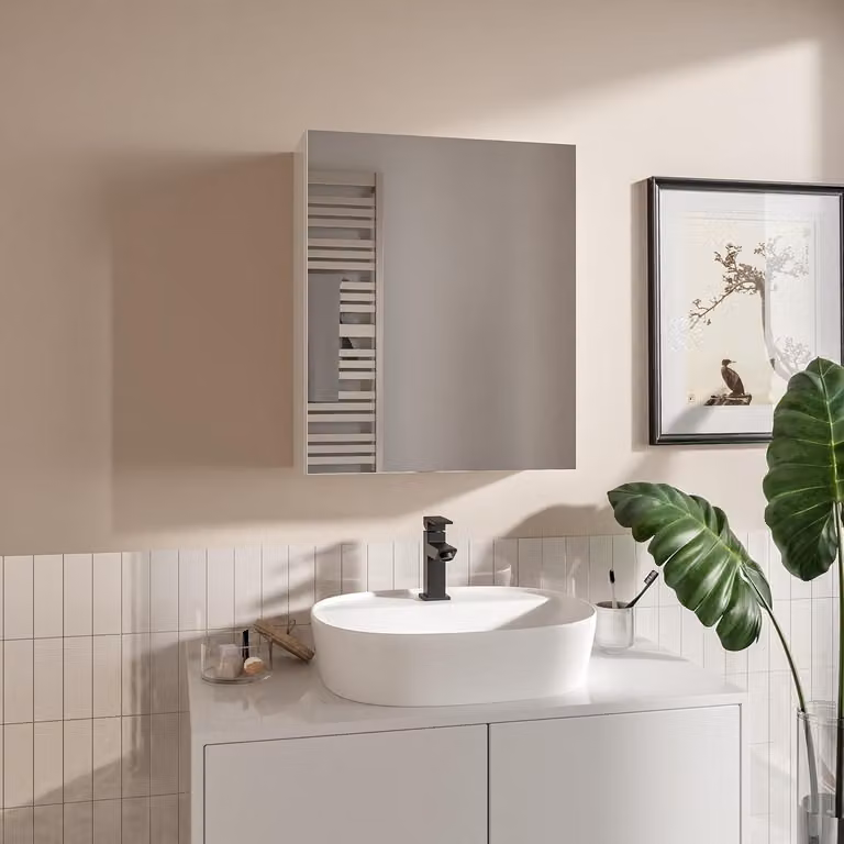 HAJDUK FURNITURE Armadietto da Bagno con Specchio 50x60 cm Bianco Opaco - Mobile Pensile 3 Ripiani Salvaspazio con Soft-Close