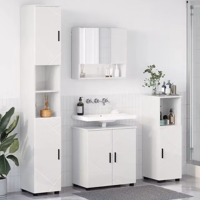 Set di mobili per il bagno 4 pz Bianco Lucido 61 x 35 x 64 cm 3392967