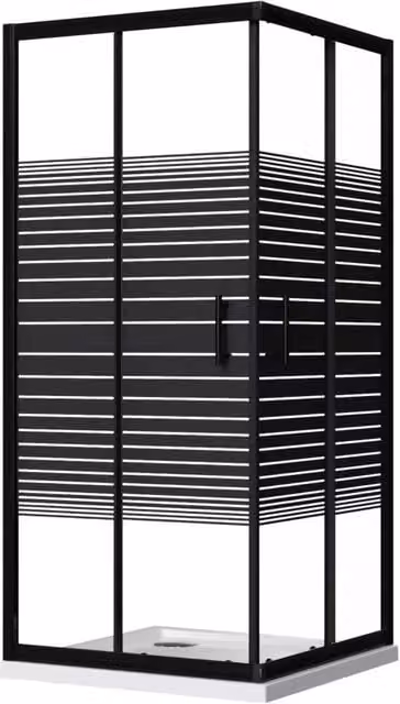 Box Doccia Angolare 2 Ante Scorrevoli 80x80 cm in Cristallo 6 mm H185cm Profilo Nero