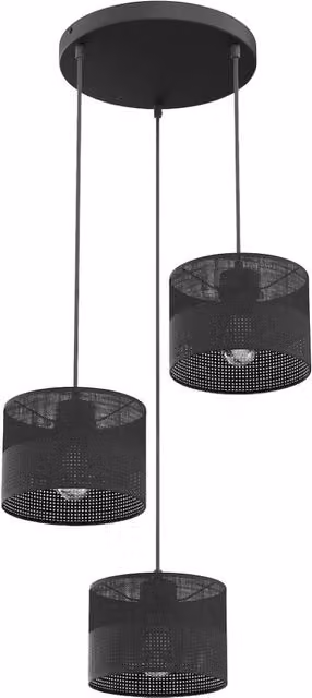 Lampada a sospensione industriale KARBON Emibig in metallo nero con 3 portalampada E27 – 1