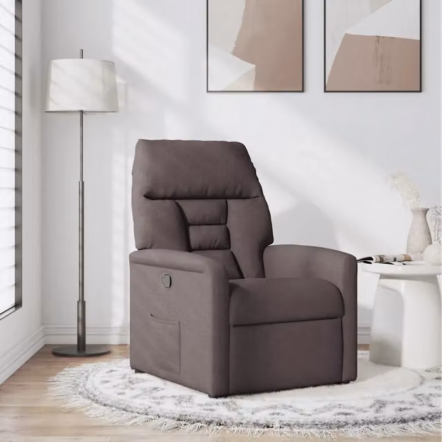 Poltrona Reclinabile Relax vidaXL in Tessuto Marrone con Braccioli e Regolazione Manuale
