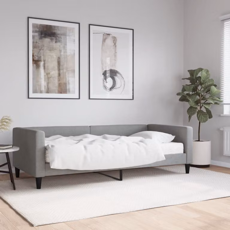 vidaXL Divano Letto Moderno in Tessuto Grigio con Materasso L/P/H: 90 x 200 cm