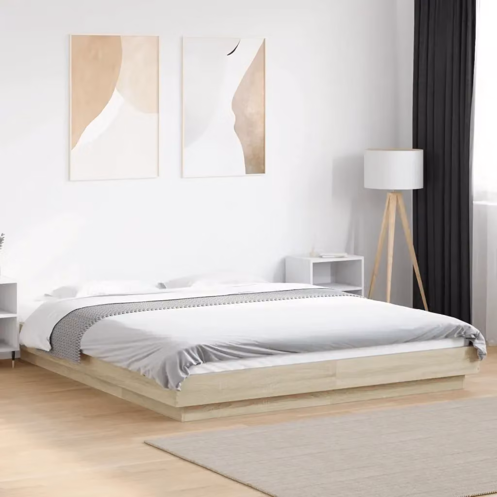 Letto matrimoniale moderno DESIGN IN in legno Rovere con luci LED sottobasso e porta USB L/P: 160 x 200 cm – 2
