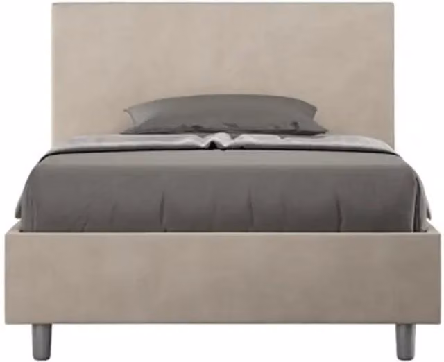 Letto singolo con rete imbottito 100x200 microfibra sabbia Adele