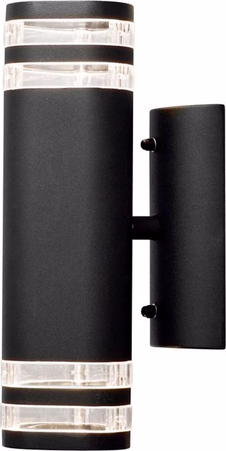 Konstsmide Modena Up & Down Big alluminio laccato nero, vetro acrilico trasparente, riflettore 7516-750