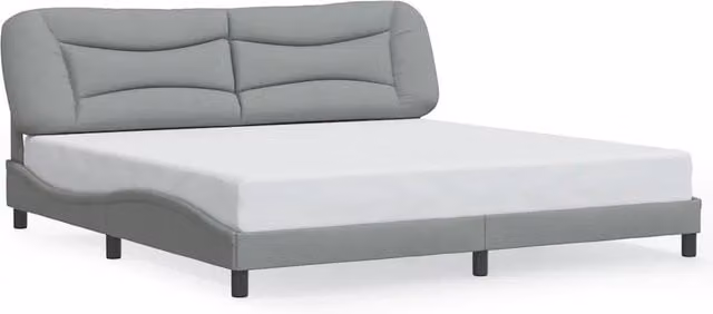 Letto matrimoniale | Letto per adulti | Giroletto senza Materasso Hvar Grigio Chiaro 200x200 cm Tessuto