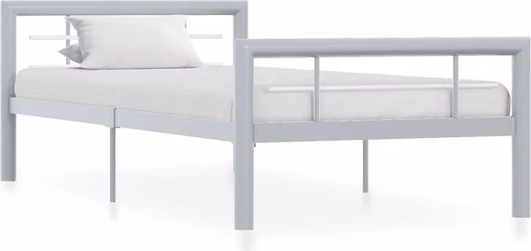 vidaXL Struttura letto in metallo grigio e bianco 100 × 200 cm - Struttura letto - Cornici letto - Struttura letto - Letto singolo