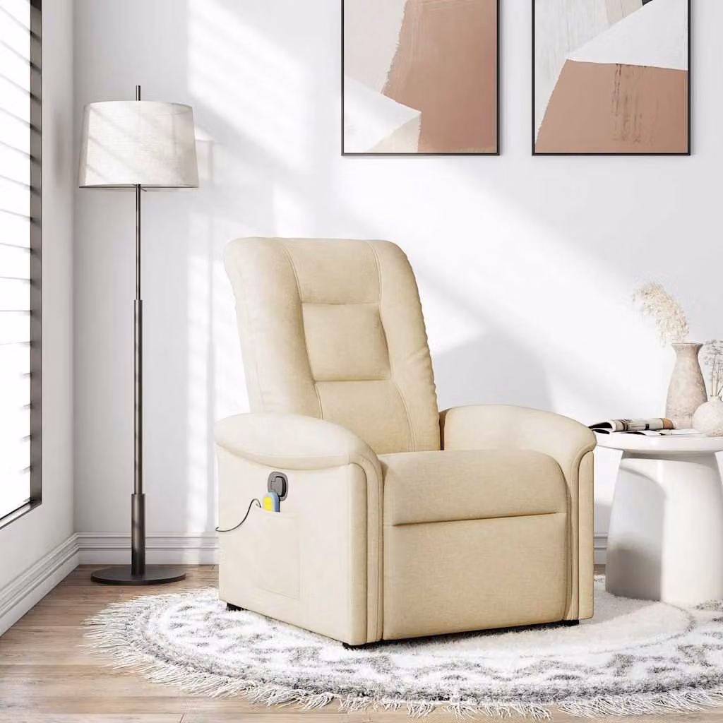 vidaXL Poltrona Reclinabile Relax in Tessuto Beige con Braccioli