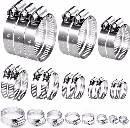 Set di fascette in acciaio inossidabile, 90 pezzi, 6-51 mm, regolabili, per tubazioni del gas e dell'acqua