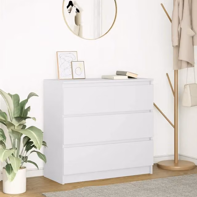 Credenza bianca vidaXL in legno MDF con design minimalista a parete L: 80 cm, P: 35 cm, H: 76 cm