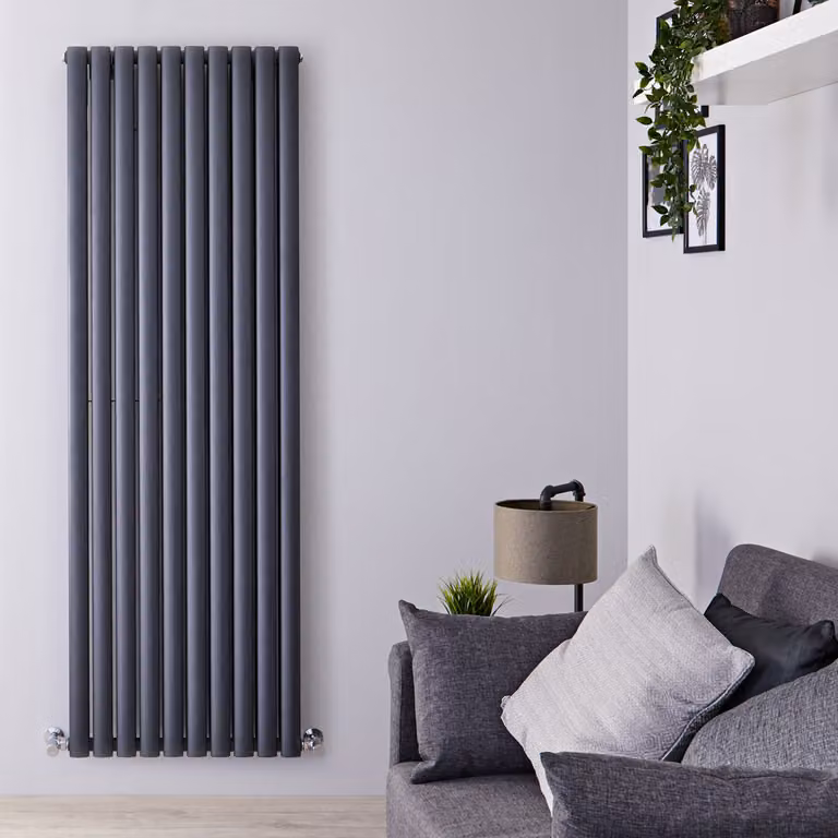 Radiatore Verticale Doppio di Design Antracite 1780x590mm 1830W Termosifone Moderno - Revive
