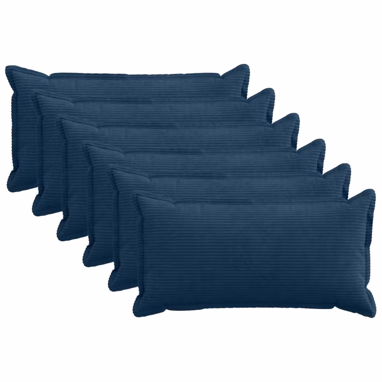 Set di 6 federe vidaXL HOUTEN in velluto a coste blu navy, L 80 cm x P 40 cm