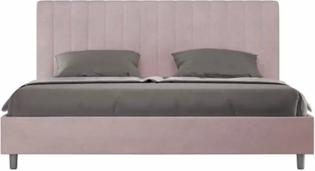 Letto matrimoniale king size Agueda Ityhome con rete imbottita in microfibra colore glicine L/P: 180 x 200 cm