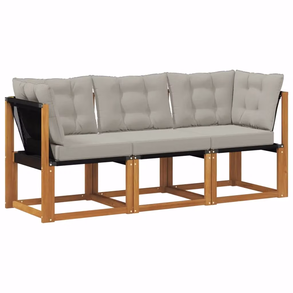 Set di divano modulare da esterno e angolare vidaXL in legno di acacia con cuscini in tessuto beige e grigio – 2