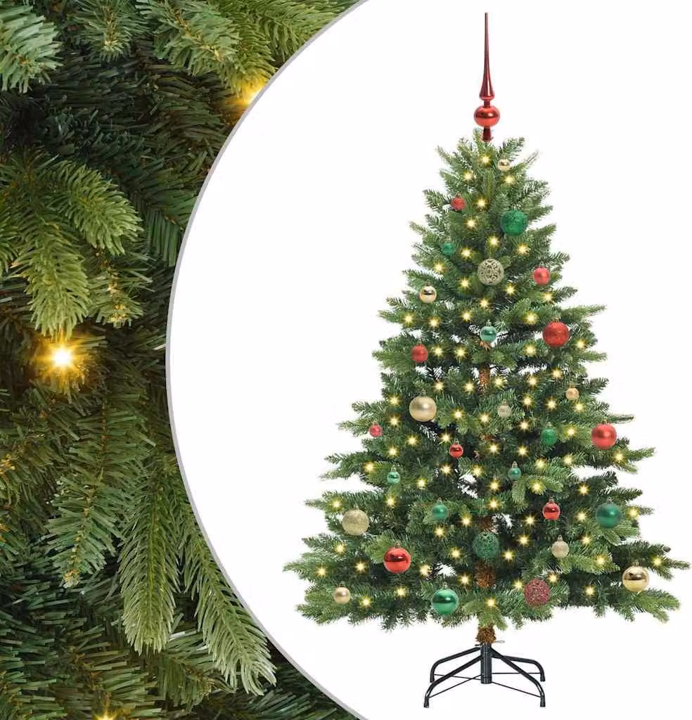 Albero di Natale artificiale con 150 LED Verde 150 cm PE e PVC