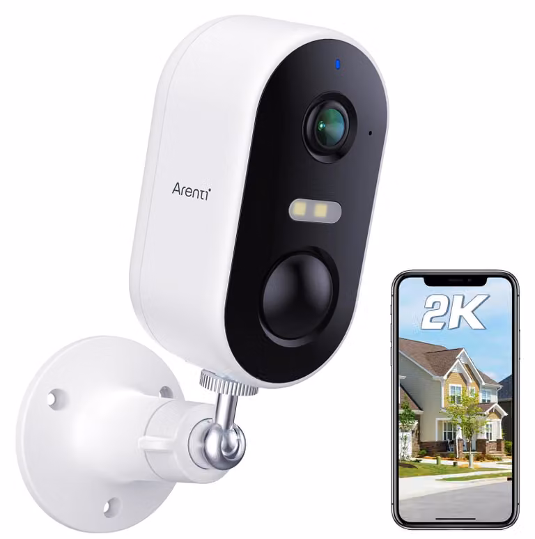 Telecamera di sorveglianza esterna Arenti da 2K/3MP, telecamera IP a batteria, telecamera Wi-Fi per la videosorveglianza