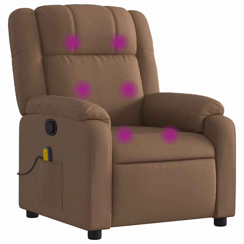 Poltrona Reclinabile Relax vidaXL in Tessuto Marrone con Braccioli e Regolazione Manuale – 2