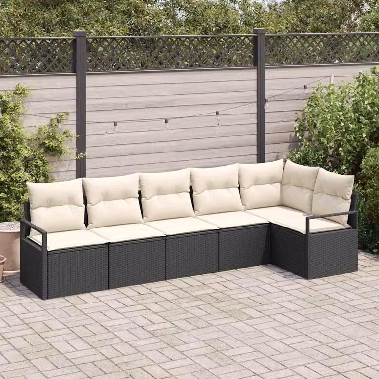 Maison Exclusive - Set di divani da esterno, 6 pezzi, colore nero [Materiale sintetico]: rattan sintetico