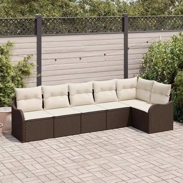 Set Divano da Giardino 6 pz Marrone polyrattan 3345718