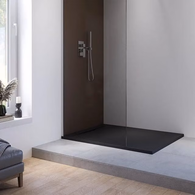 Piatto doccia 70x100 cm in marmoresina nero effetto pietra | Paros