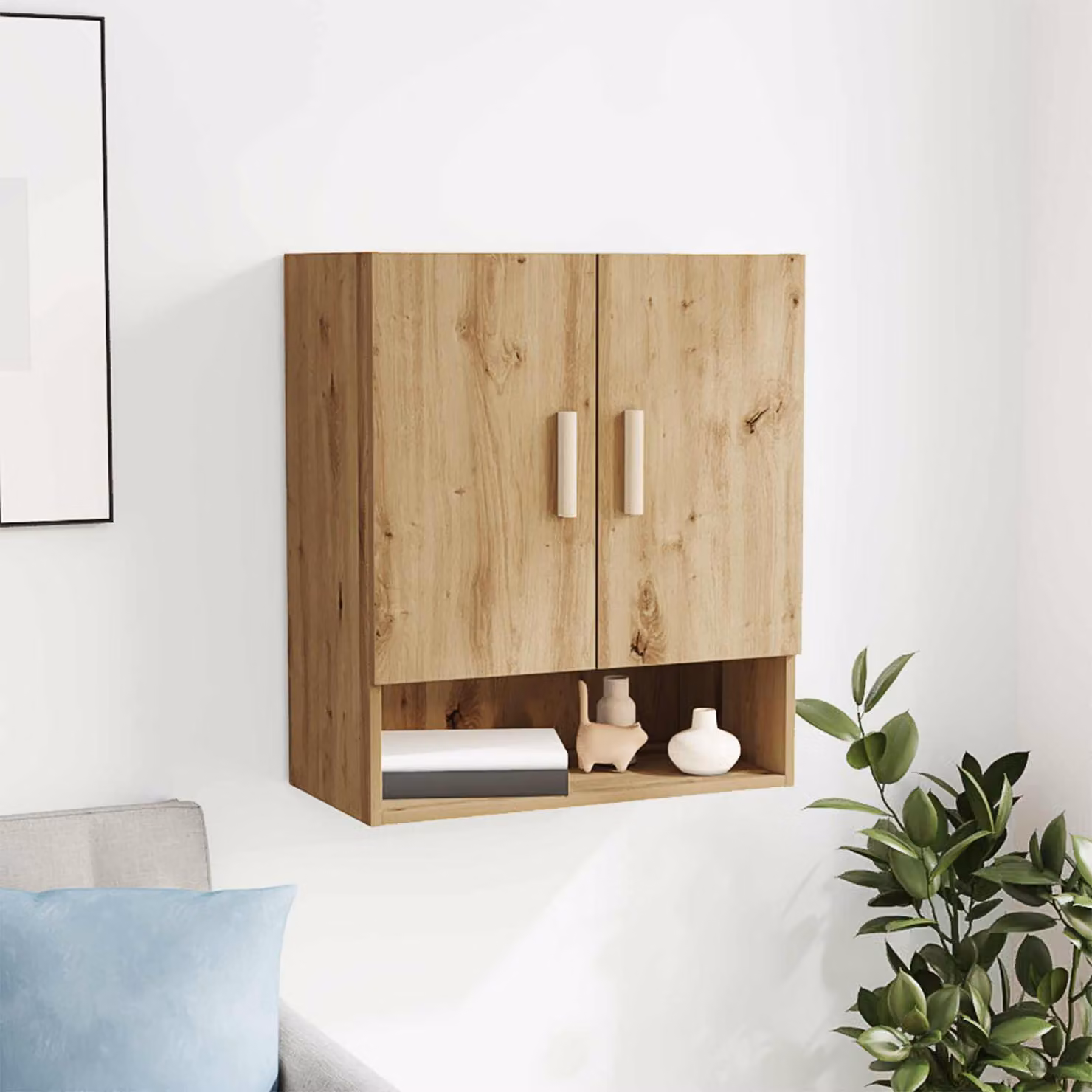 Armadietto a muro moderno vidaXL in legno marrone con ante a battente e ripiani interni L/P/H: 60 x 31 x 70 cm