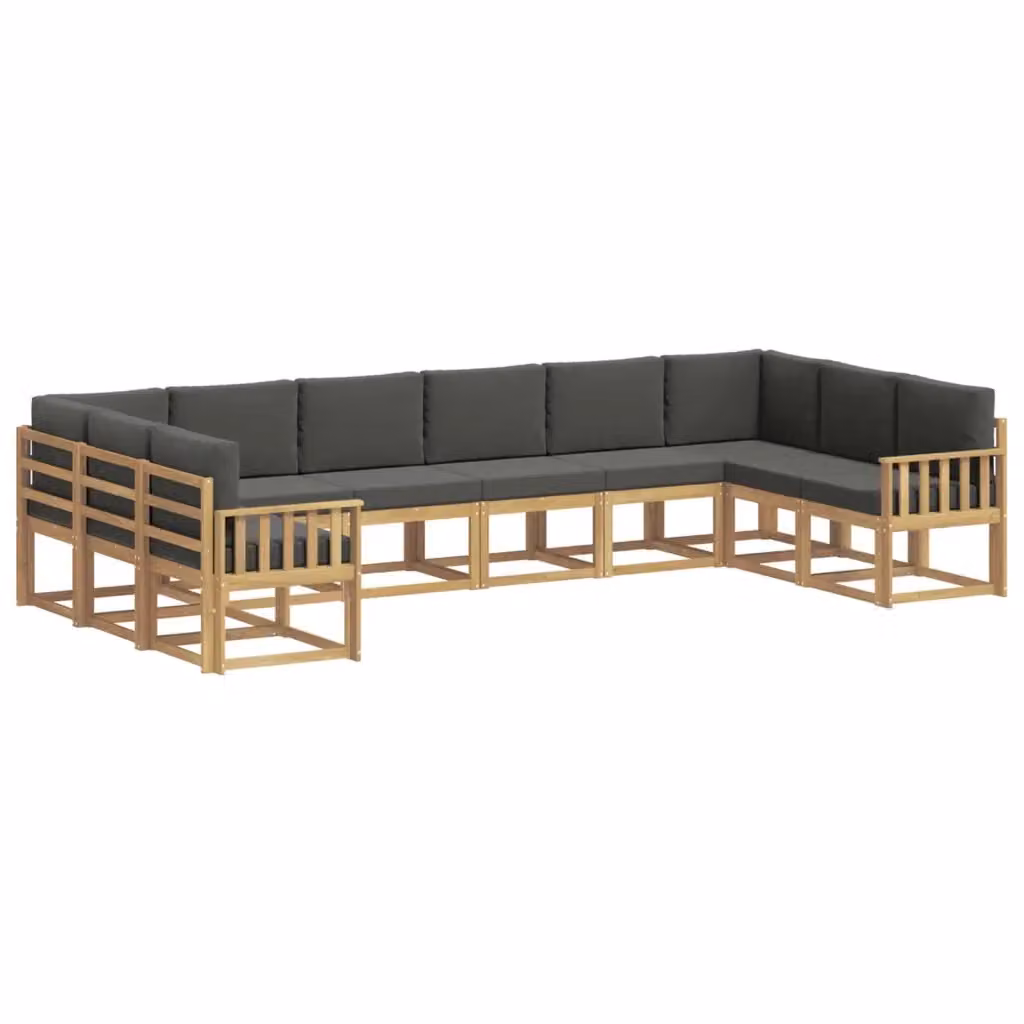 Set di divani da esterno a L vidaXL in legno di acacia con cuscini Bianco e Antracite – 2