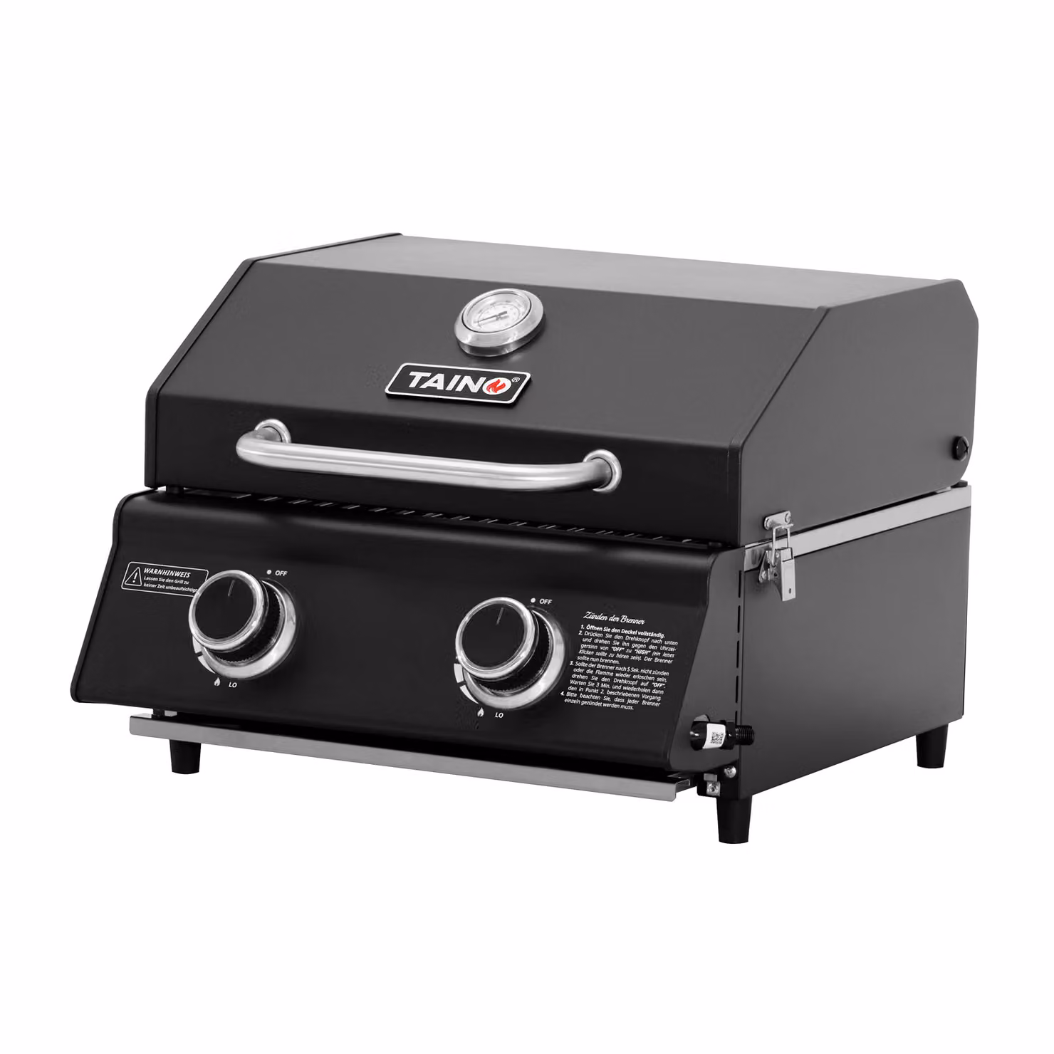 TAINO PLATINUM COMPACT DARK Barbecue a gas da tavolo a 2 fuochi BBQ compatto da campeggio