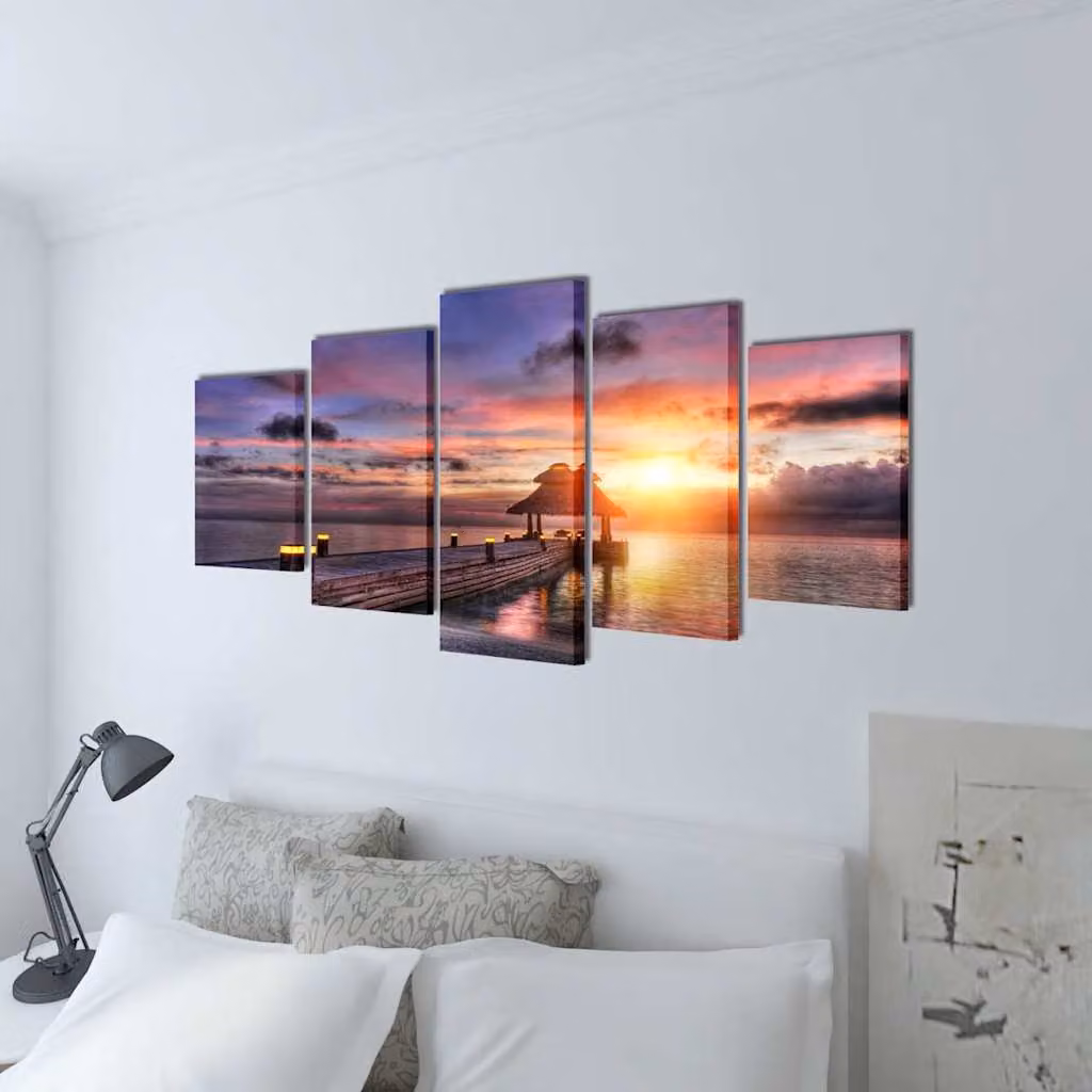 vidaXL Set Stampa su Tela Spiaggia con Padiglione 200x100 cm