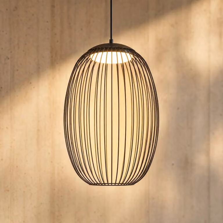 Lampada a sospensione da esterno LED Lucande Richi, nera, Ø 35 cm, dimmerabile Richi Lucande,, Nero, Metallo, Moderno