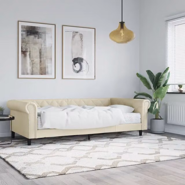 Divano Letto Moderno vidaXL in Similpelle Beige con Materasso in Schiuma L/P/H: 235 x 90 x 68 cm