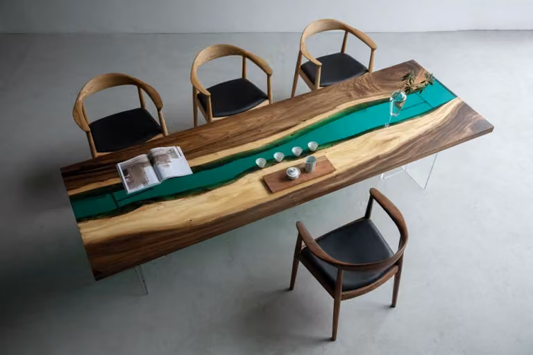 Epoxidharz Esstisch River Table Echtes Holz Massiv Tische 220x90 Flusstisch