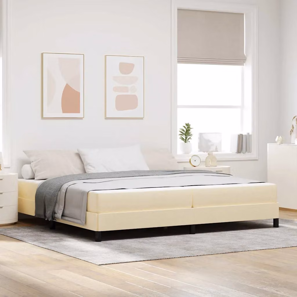 Letto a molle vidaXL beige con materasso in tessuto L/P/H: 200 x 200 x 45 cm