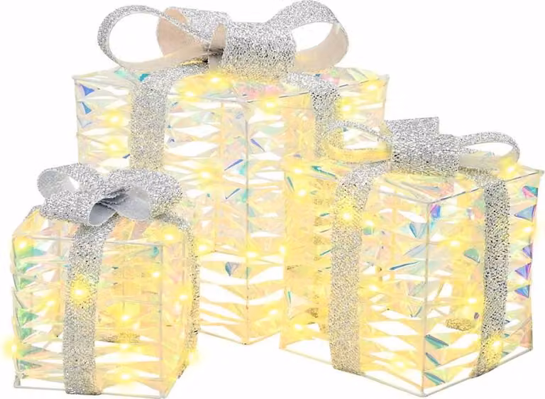 Scatola Regalo 3 pcs Bianco caldo 20 x 20 x 20 cm PET