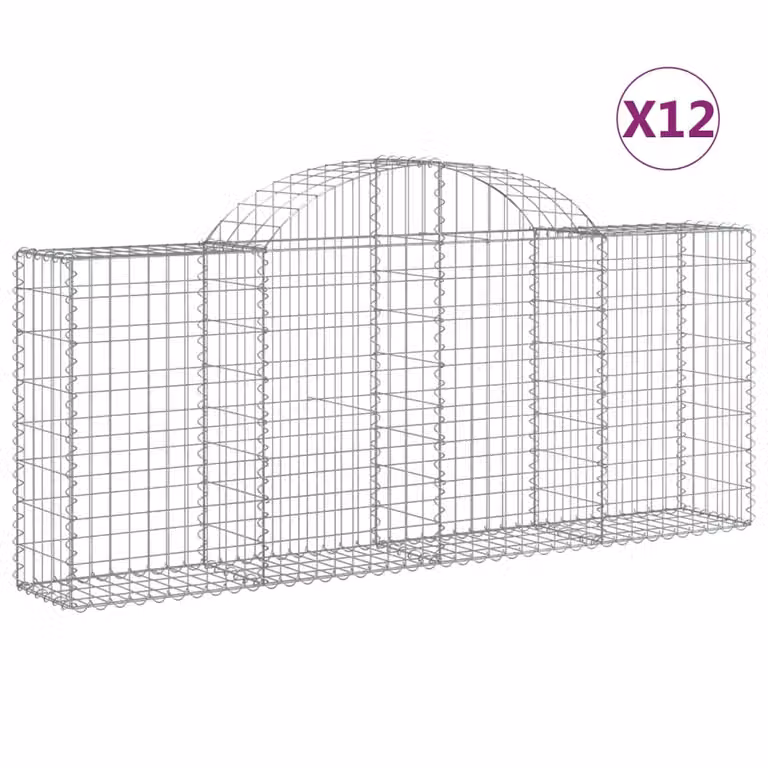 Cesti Gabbioni ad Arco 12 pz 200x30x80/100 cm Ferro Zincato