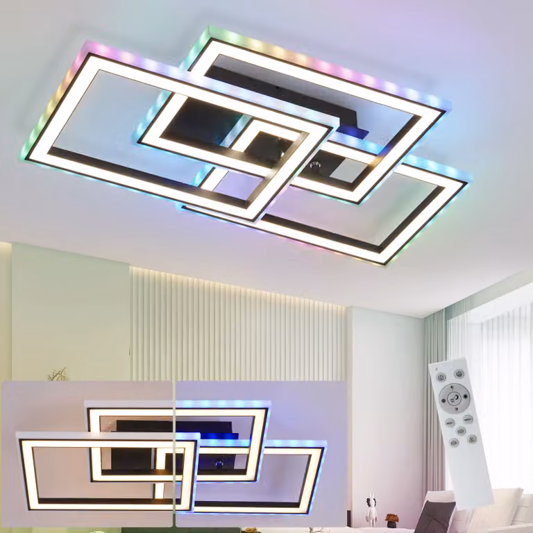 ZMH LED plafoniera nera lampada da soffitto dimmerabile con telecomando RGB cambio colore 45W per camera da letto soggiorno cucina corridoio