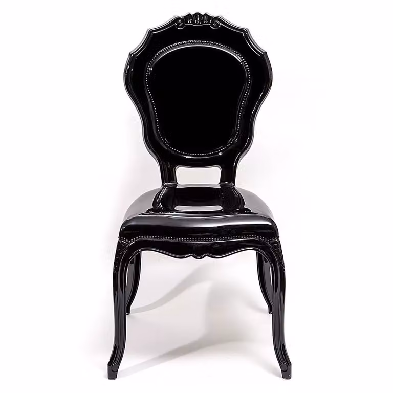 Set di 4 sedie Victoria Ghost Mobili 2G in polipropilene nero lucido impilabili
