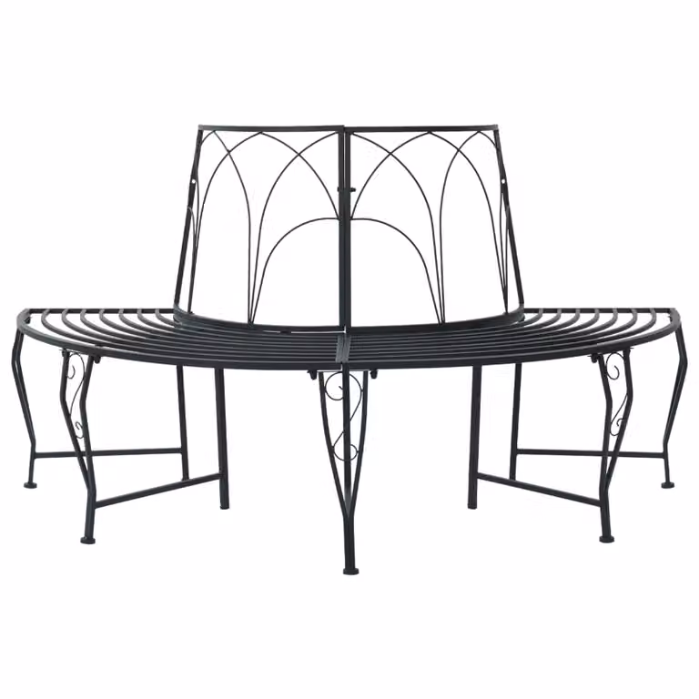 Panchina da giardino vidaXL per 4 persone in acciaio nero L: 160 cm, P: 80 cm, H: 89 cm