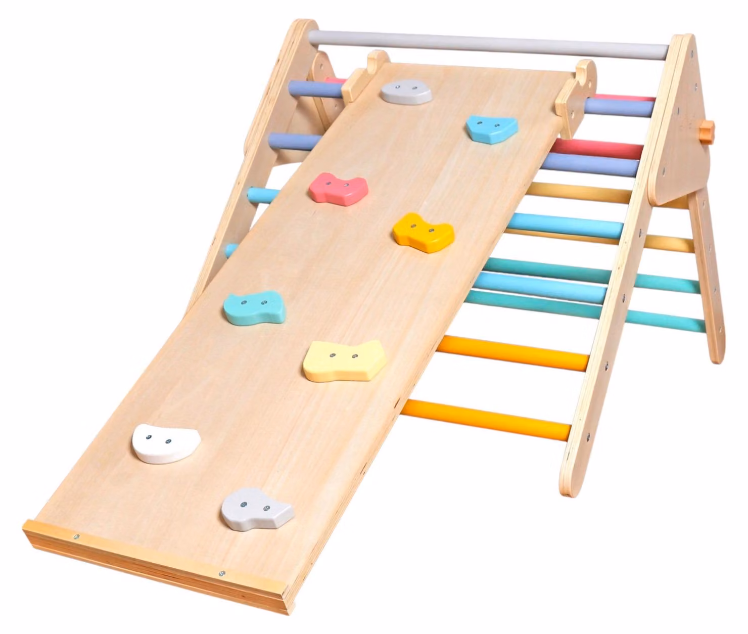 Altalena e scivolo in legno 2-in-1 Pikler, marca GINGER HOME