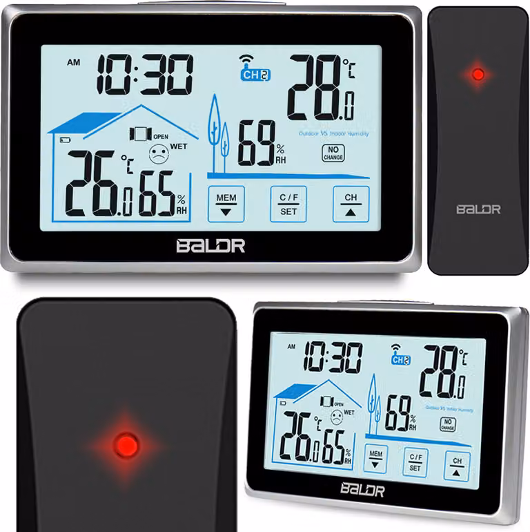 Stazione meteo digitale con display termometro sensore da esterno BD-910 nero