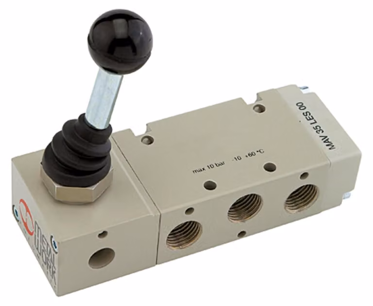 Valvola Riegler a 5/2 vie, uomo. 90° Monostabile a leva G 1/8