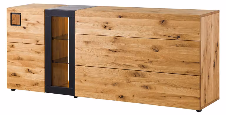 MASSIVMOEBEL24 | KITZBÜHEL #125 Credenza in legno di quercia selvatica - laccato oliato / naturale 196x43,5x80