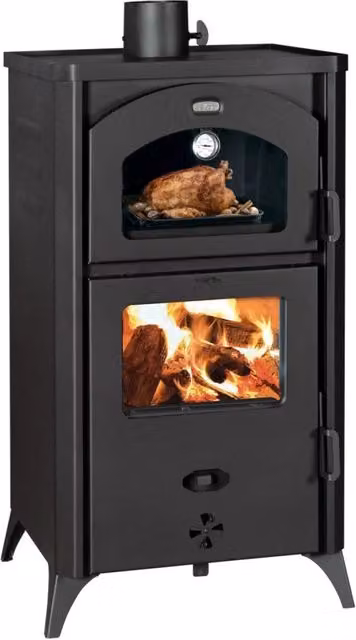 Stufa a legna con forno PRITY nera 14 kw L: 103,0 cm, P: 57,0 cm, H: 53,0 cm