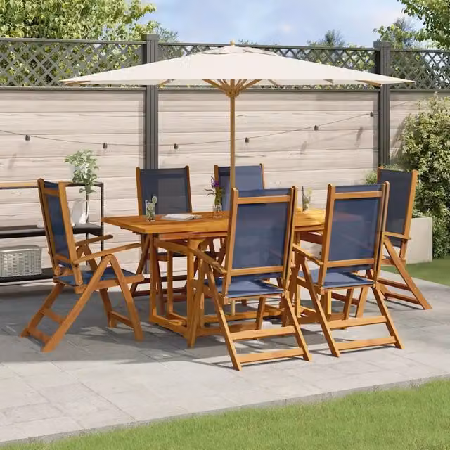 Set Pranzo da Giardino 7pz Legno Massello di Acacia e Textilene 3279311