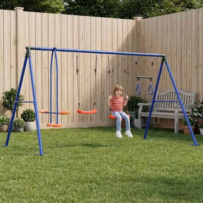 vidaXL Set di Altalene per Giardino Multicolore in Metallo e Plastica con Altezza Regolabile