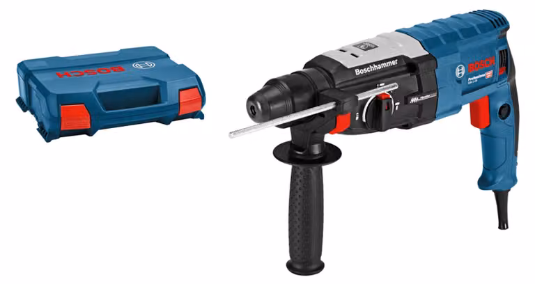 Trapano a percussione Boorhamer, modello 2-28, con motore da 880 watt e profondità di foratura regolabile, fornito in valigetta