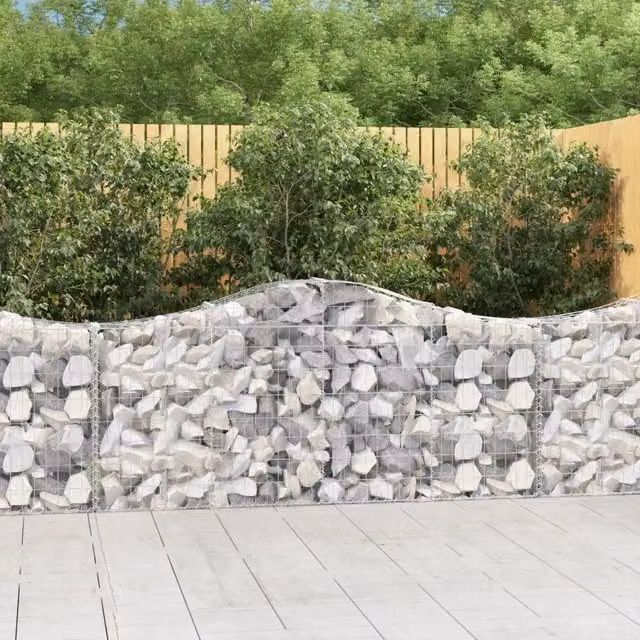 Set di 2 Cesti Gabbioni ad Arco vidaXL in Acciaio Zincato Argento L: 200 cm, P: 30 cm, H: 80-100 cm