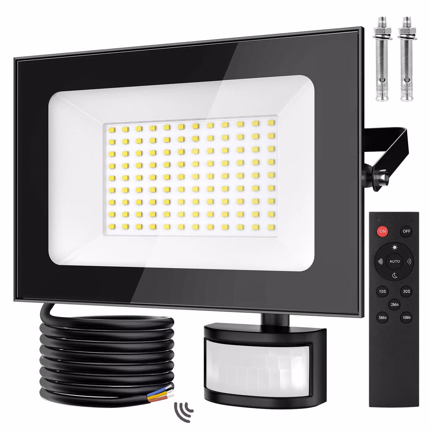 Faretto LED - 100 W - Sensore di movimento PIR - Grado di protezione IP66 (resistente all'acqua) - Lampada da parete per esterni - 220–240 V - Confezione da 1 pezzo