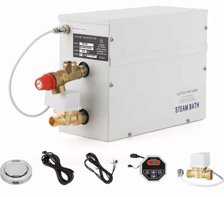 Generatore di vapore per sauna, 3 kW, 220 Volt, bianco, acciaio inossidabile, per cabine sauna