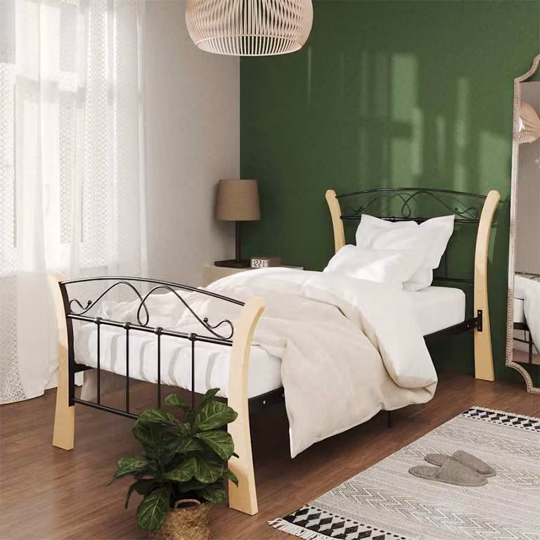 Giroletto vidaXL in metallo e legno, colore nero e marrone, L/P/H: 90 x 200 x 206 cm